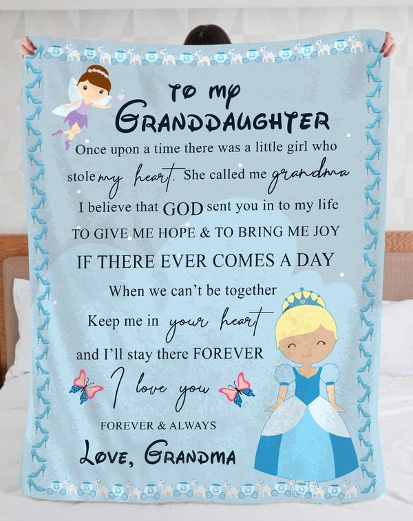 To My Granddaughter Fleece Blanket, Personalized Birthday Gift For Granddaughter From Grandma Blanket, Princess Blanket