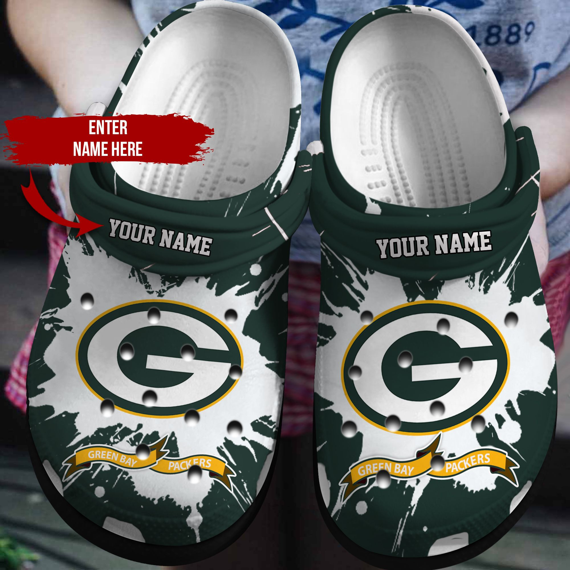 Green Bay Packers Custom Name Crocss Crocband Clog Comfortable Water ...