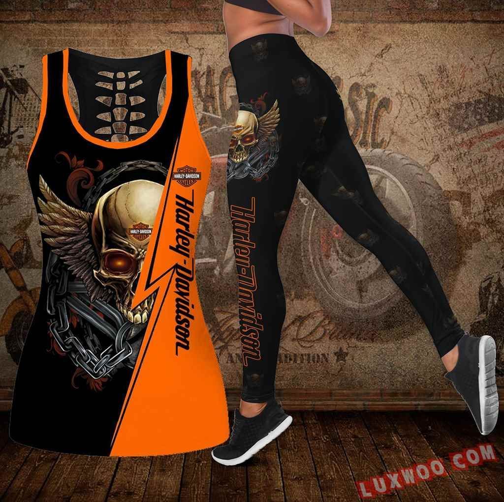 Combo Harley Davidson New Skull Hollow Tanktop Legging Set Outfit K1944