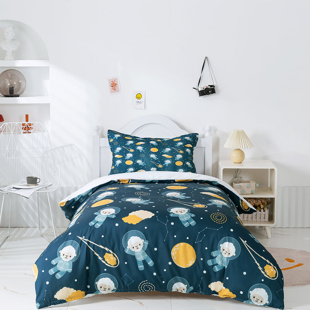 3D Cartoon Space Astronaut Animal Quilt Cover Set Bedding Set Duvet Cover Pillowcases 411