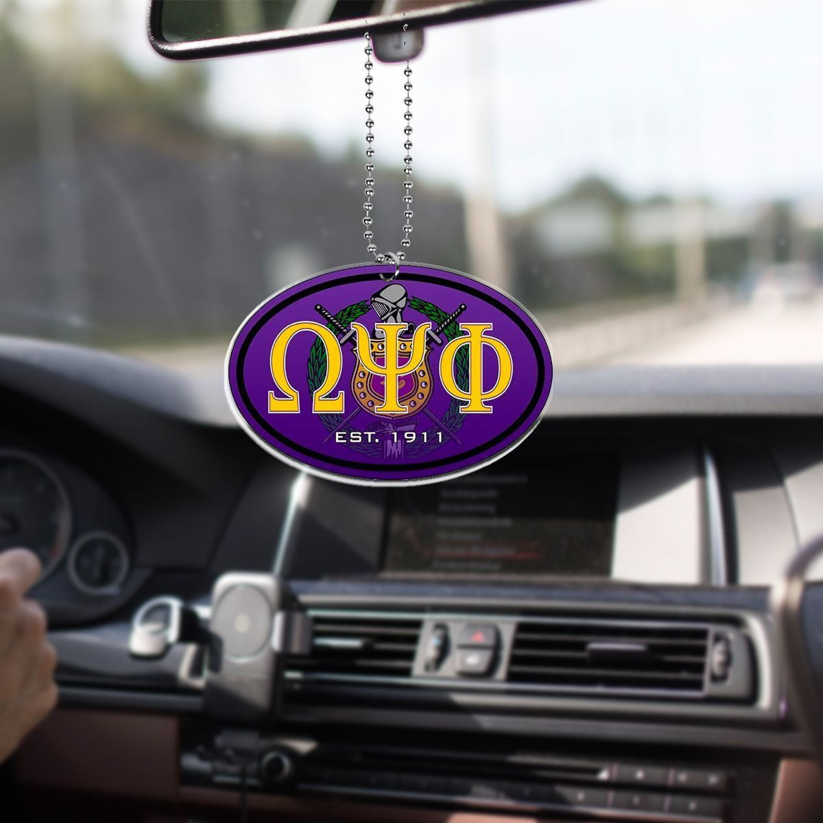 Fraternity Ornament – Omega Psi Phi Shiel Style Car Hanging Ornament