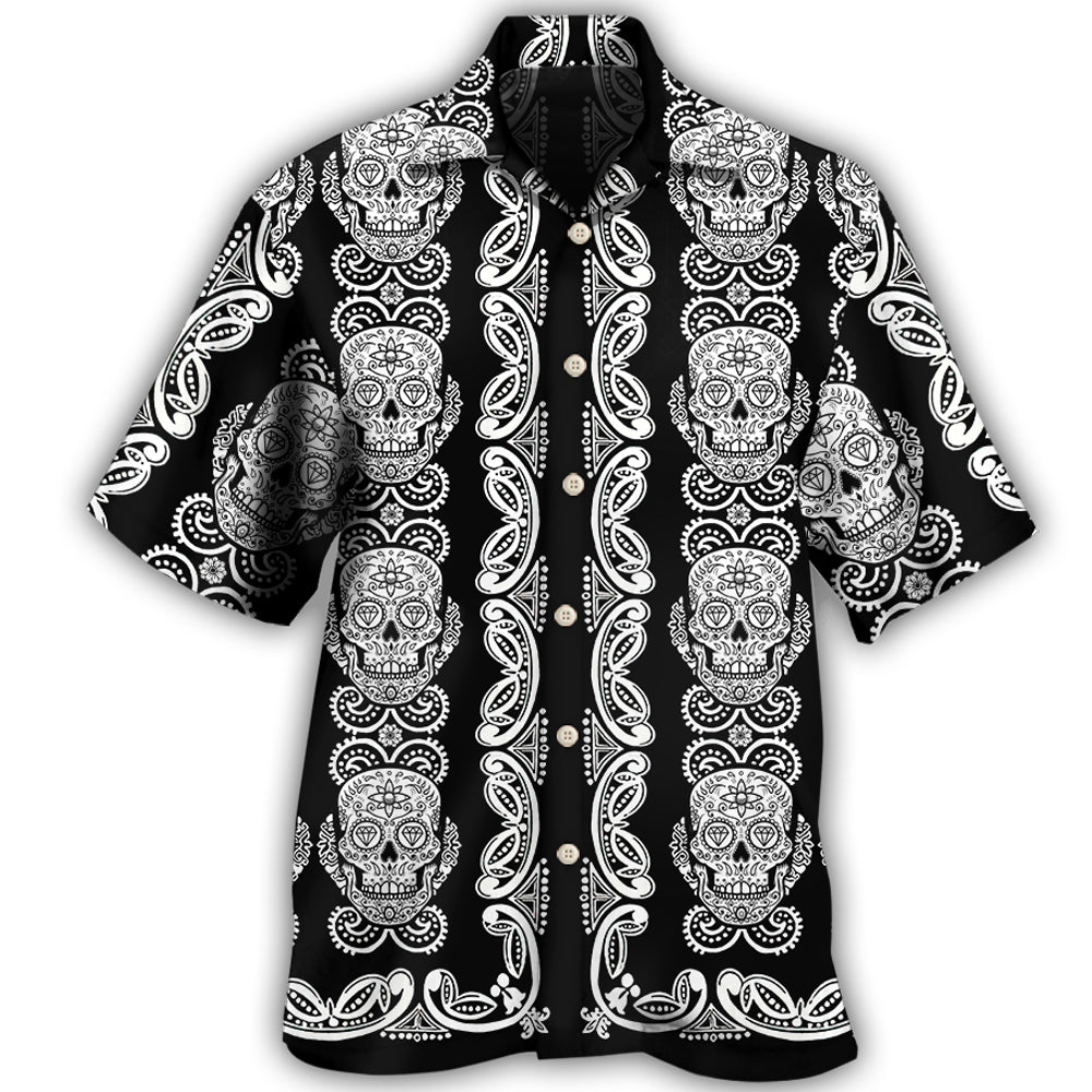 Skull Diamond Pattern Black And White Hawaii Shirt Ha34117