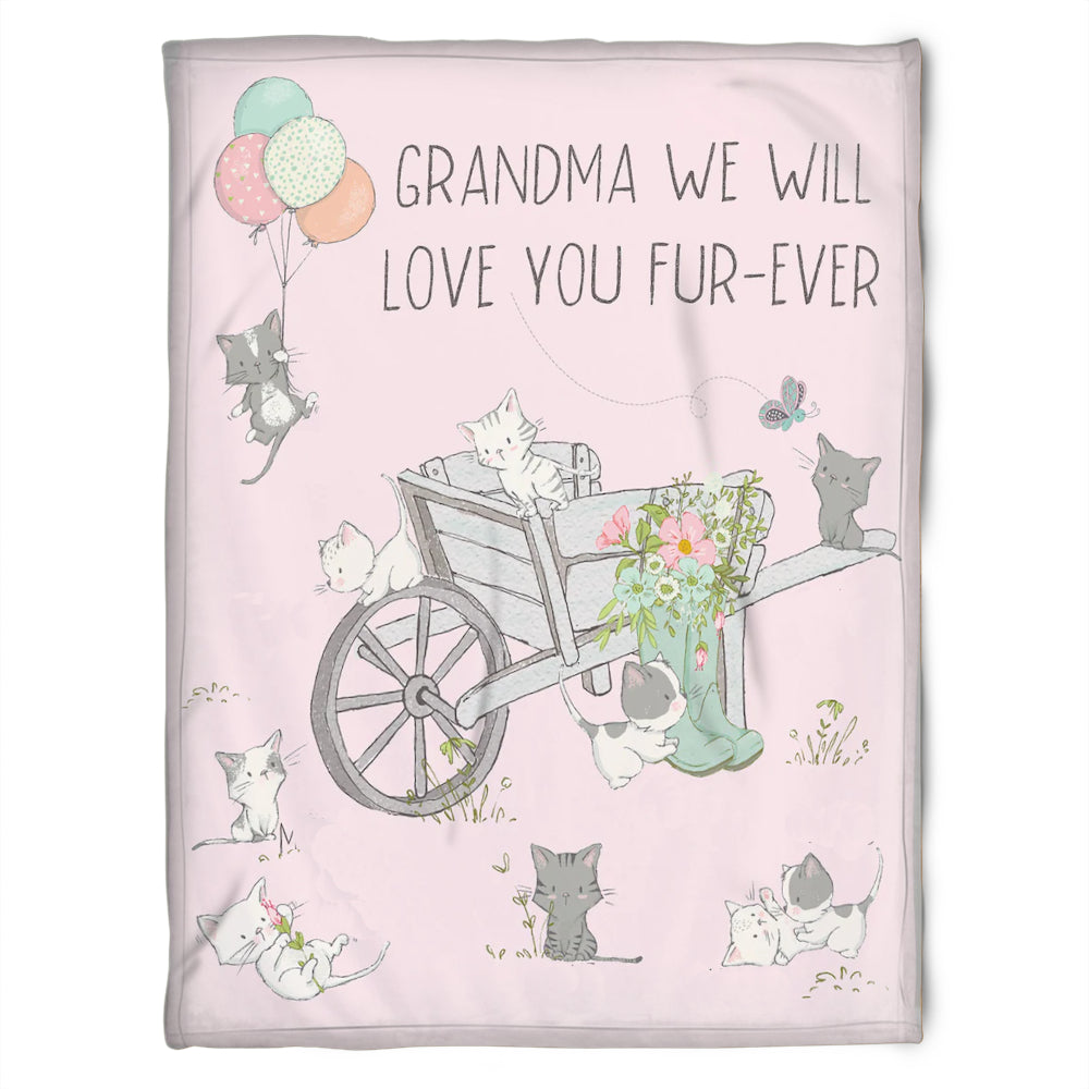 To My Grandma Grandma We Will Love You Fur-Ever Fleece Blanket Gift For Grandparents Gift From Granddaughter Gift For Grandson Home Decor Bedding Couch Sofa Soft And Comfy Cozy