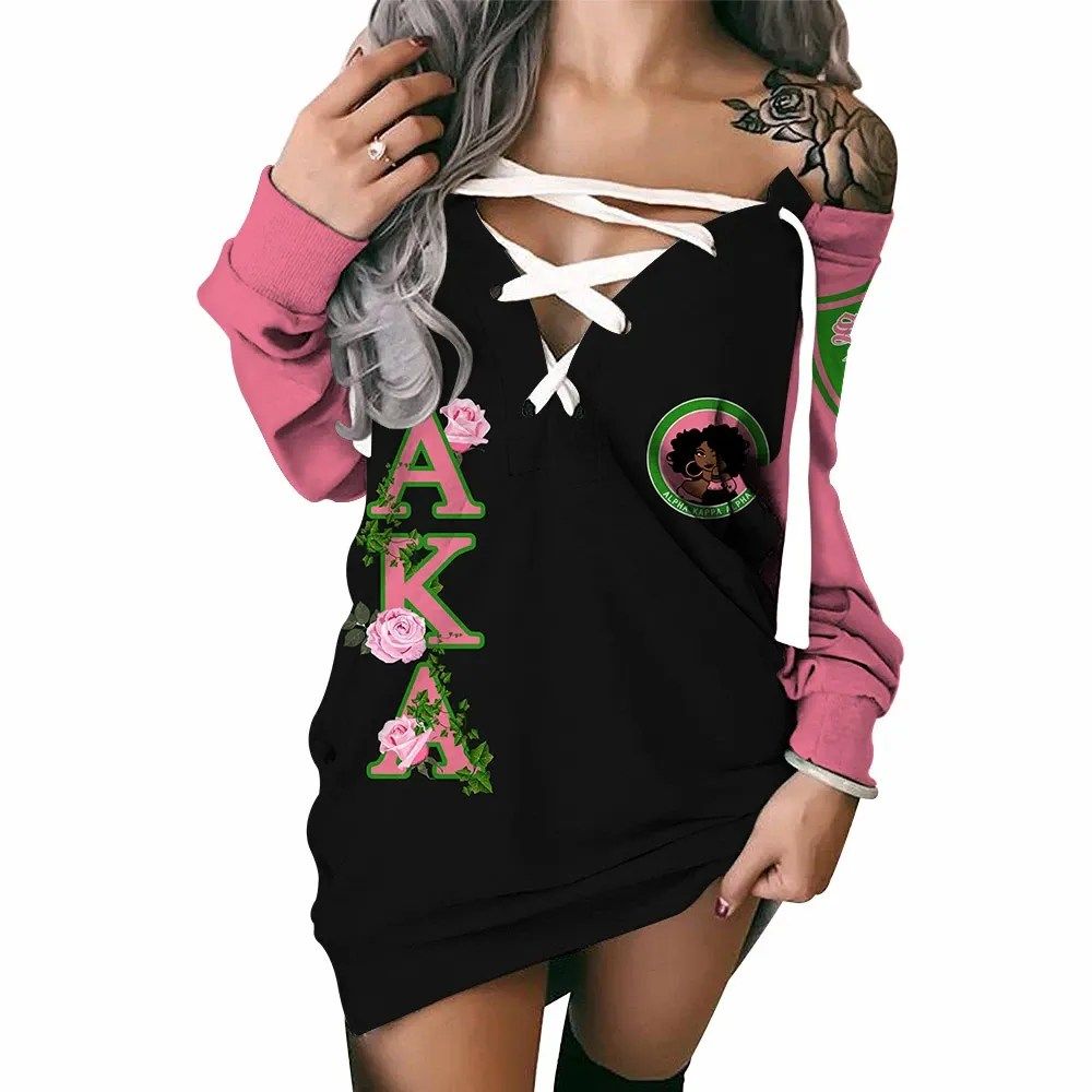 Africa Zone Sweatshirt – Alpha Kappa Alpha Rose Lace-Up Long Sweatshirt A31