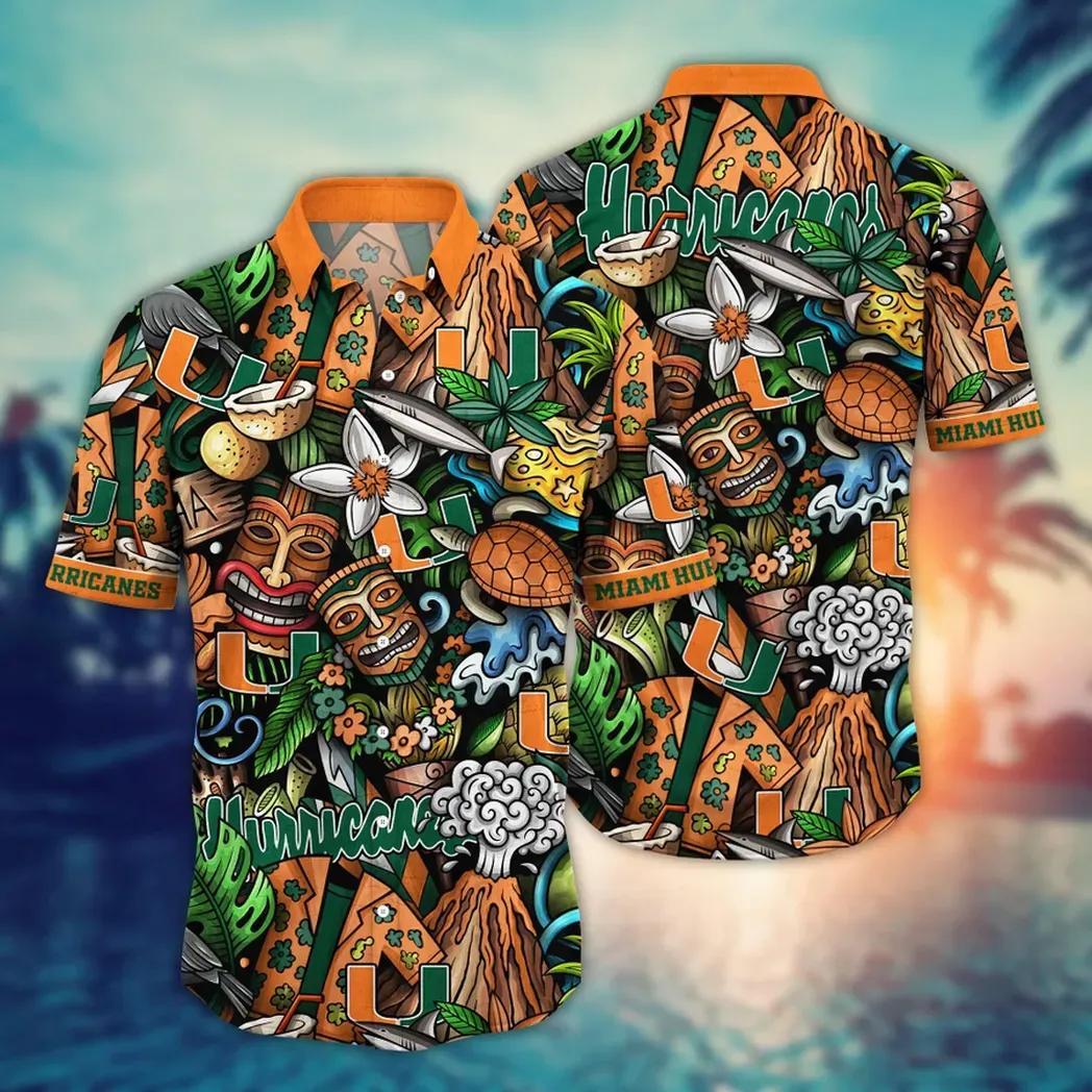 Miami Hurricanes Ncaa Flower Aloha Hawaiian Shirt 5, Ncaa Hawaiian Shirt