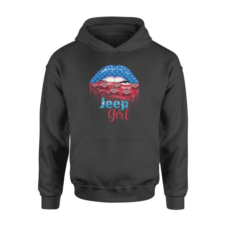 Lips Jeep Girl American Flag Hoodie – Jeep girl shirt for women – FSD803