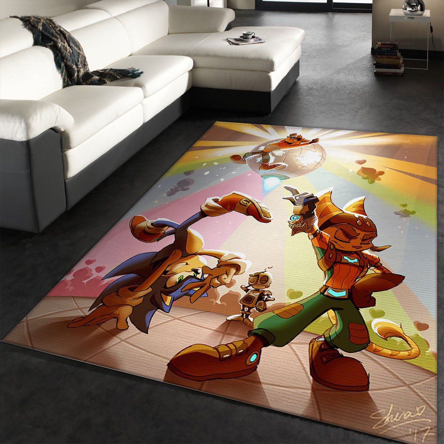 Sonic X Ratchet And Clank X Crash Let S Dance Movie Area Rug, Living Room Rug, US Gift Decor