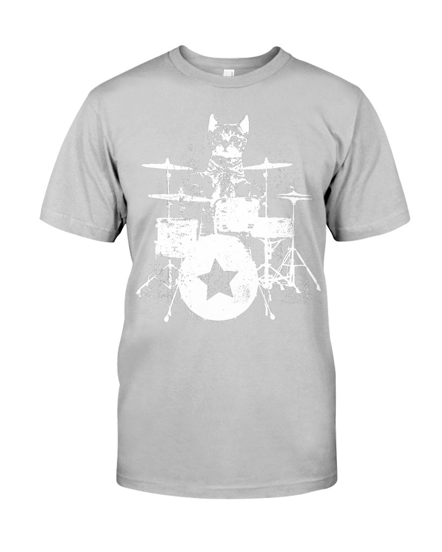 Punk Rock Star Kitten Kitty Cat Drummer Playing YQ1504381CL T-Shirt