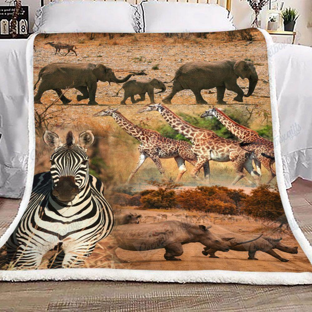 African Animals Gs-1905Hn Fleece Blanket