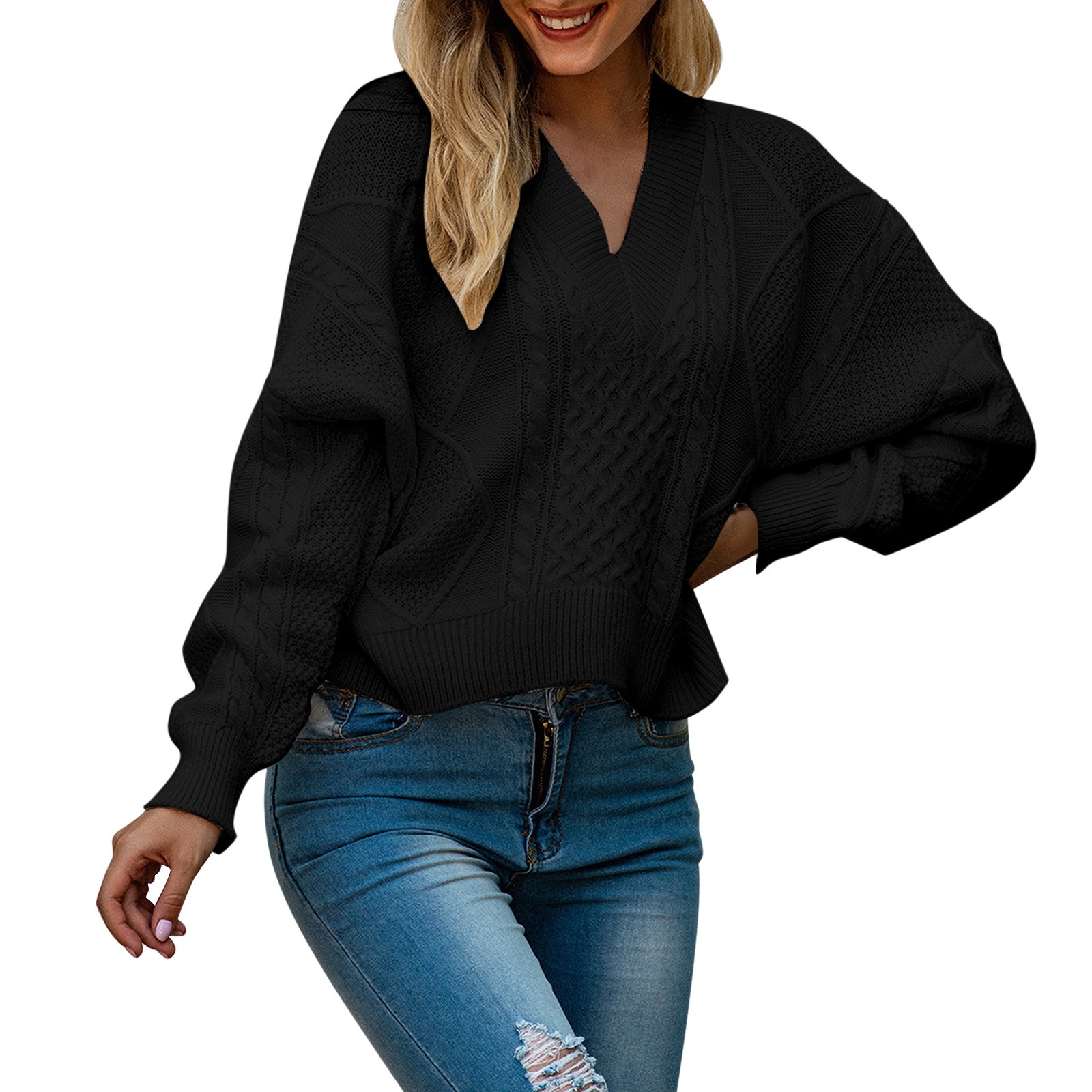 Boy Outdoor Women’S Autumn And Winter Solid Color V Neck Back Tie Bow Pullover Long Sleeved Knitted Sweater Ski Sweaters Women alx