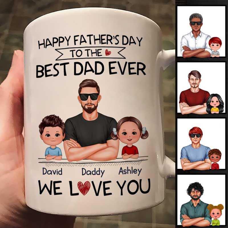 Happy Father‘S Day We Love You Real Man & Doll Kid Personalized Mug