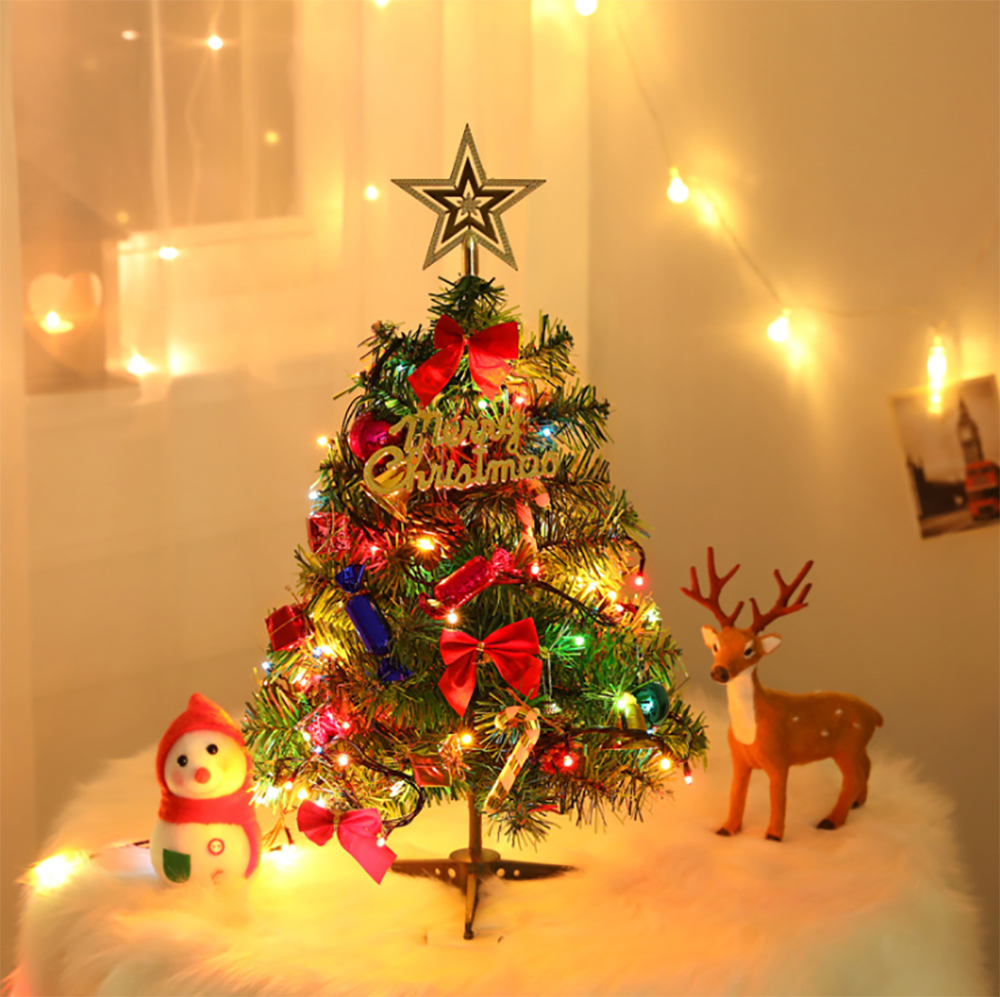 Christmas Tree Artificial Desktop DIY Interchangeable Parts Holiday Atmosphere Landscape Ornament Candy Color Random alx