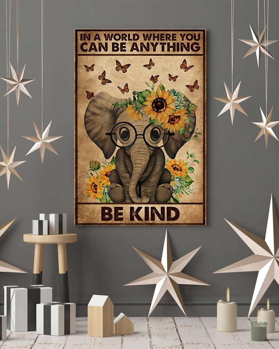 Be Kind Sunflower And Elephant Canvas And Poster