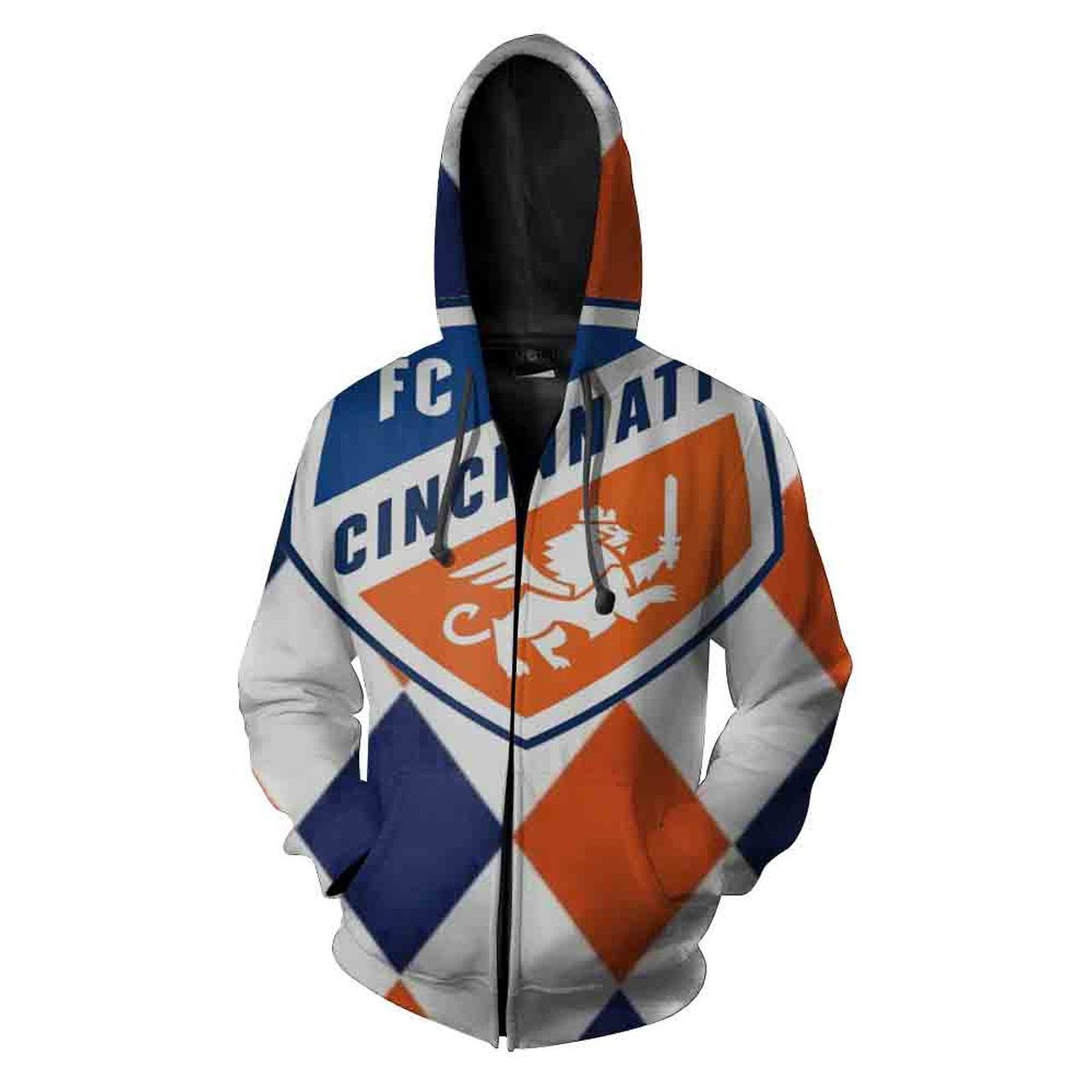 Fc Cincinnati Football Big Logo Men And Women 3D Full Printing Pullover Zip Hoodie And Hoodie Fc Cincinnati 3D Full Printing Hoodie Shirt