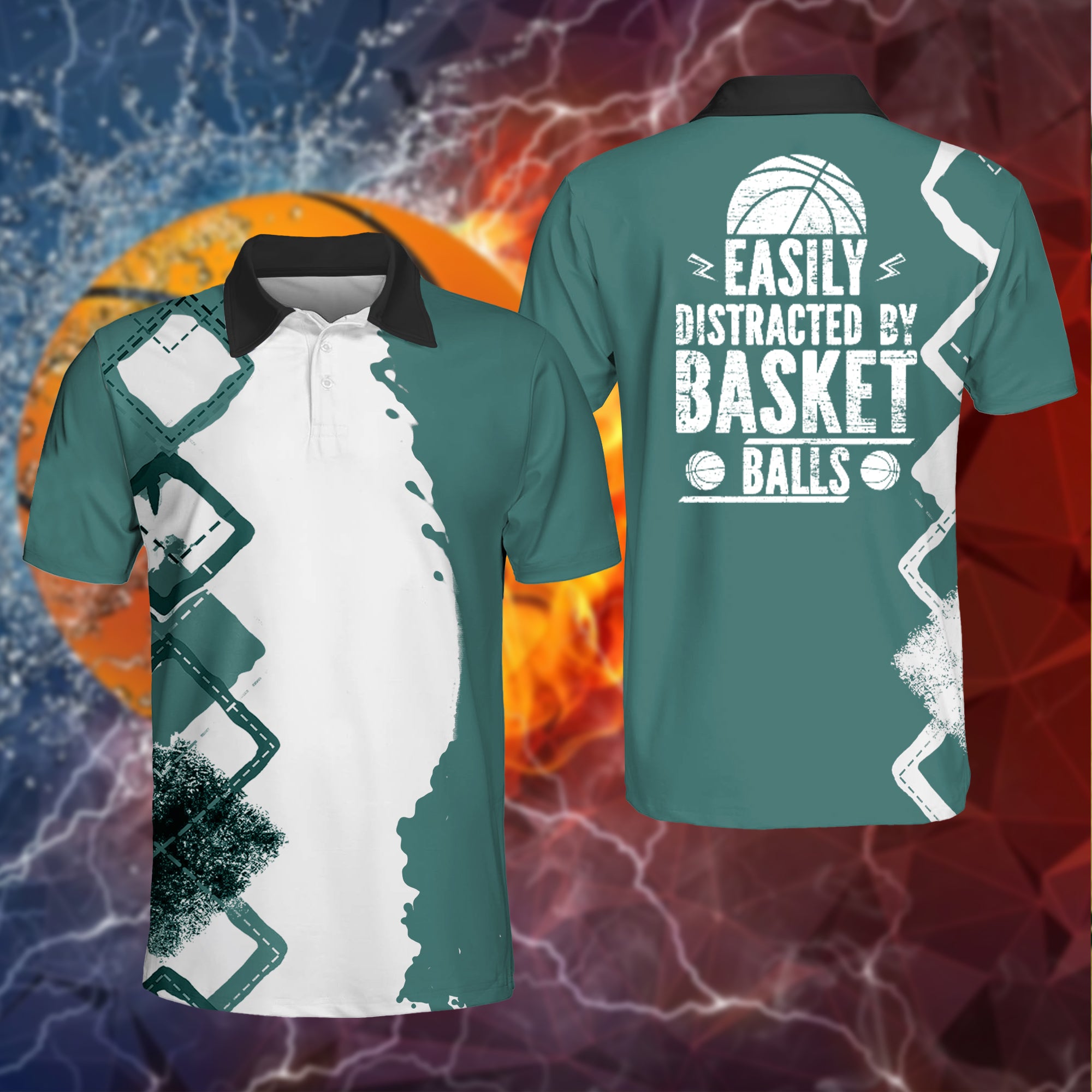 Easily Distracted By Basketballs Polo Shirt