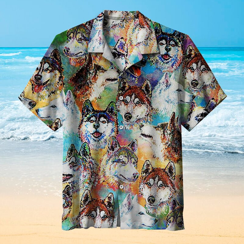 Husky Dogs Art Hawaii Shirt Unisex Adult Ha89848