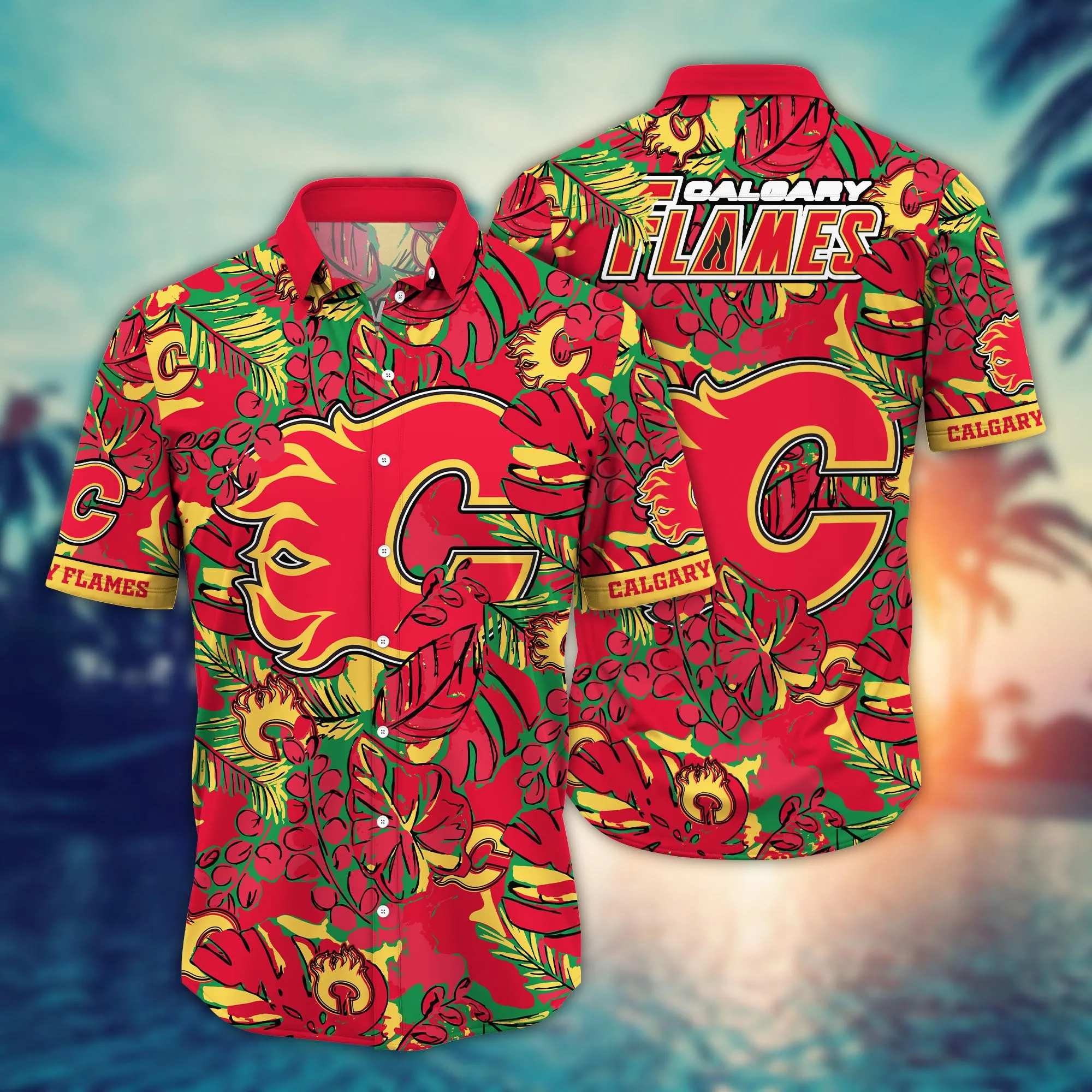 Calgary Flames Nhl Hawaiian Shirt Sea Breeze Aloha Shirt