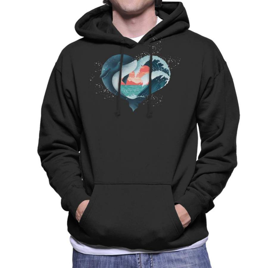 Heart Animals Whale Men’s Hooded Sweatshirt