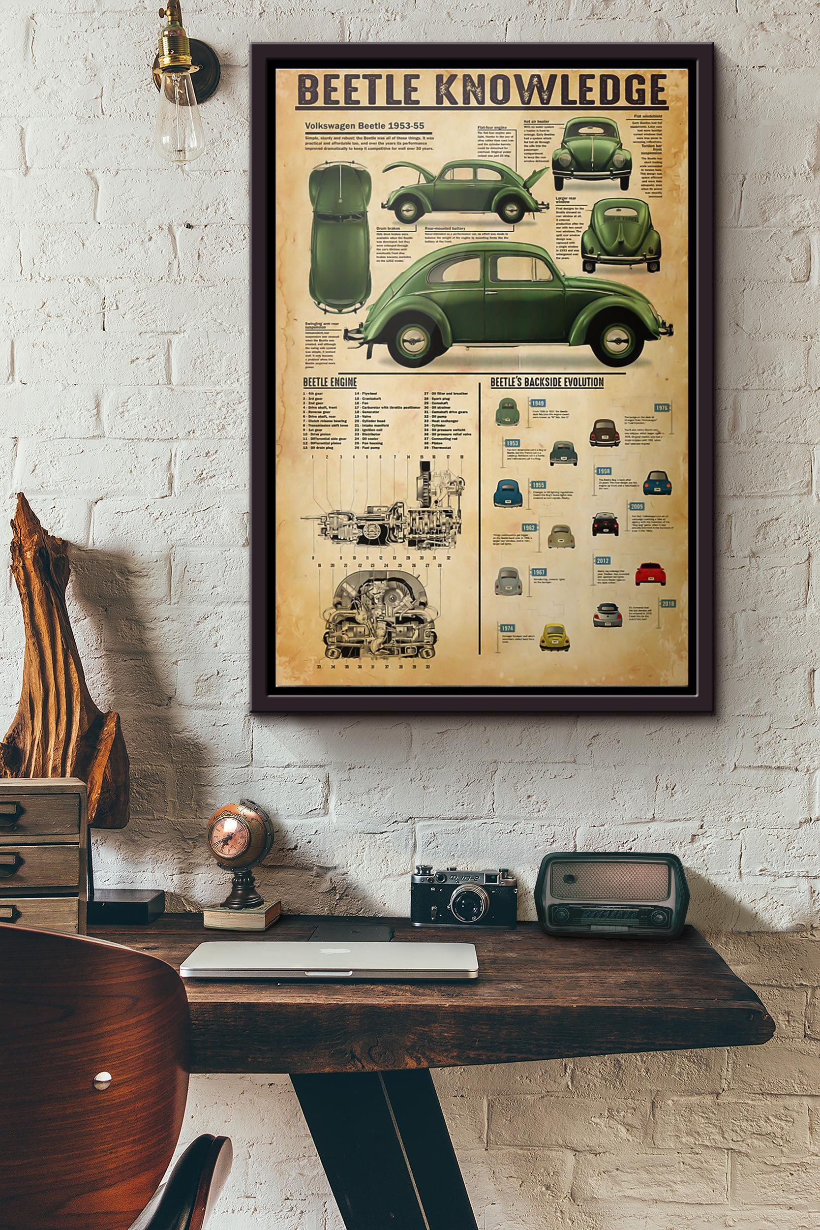 Beetle Knowledge Poster Framed Matte Canvas