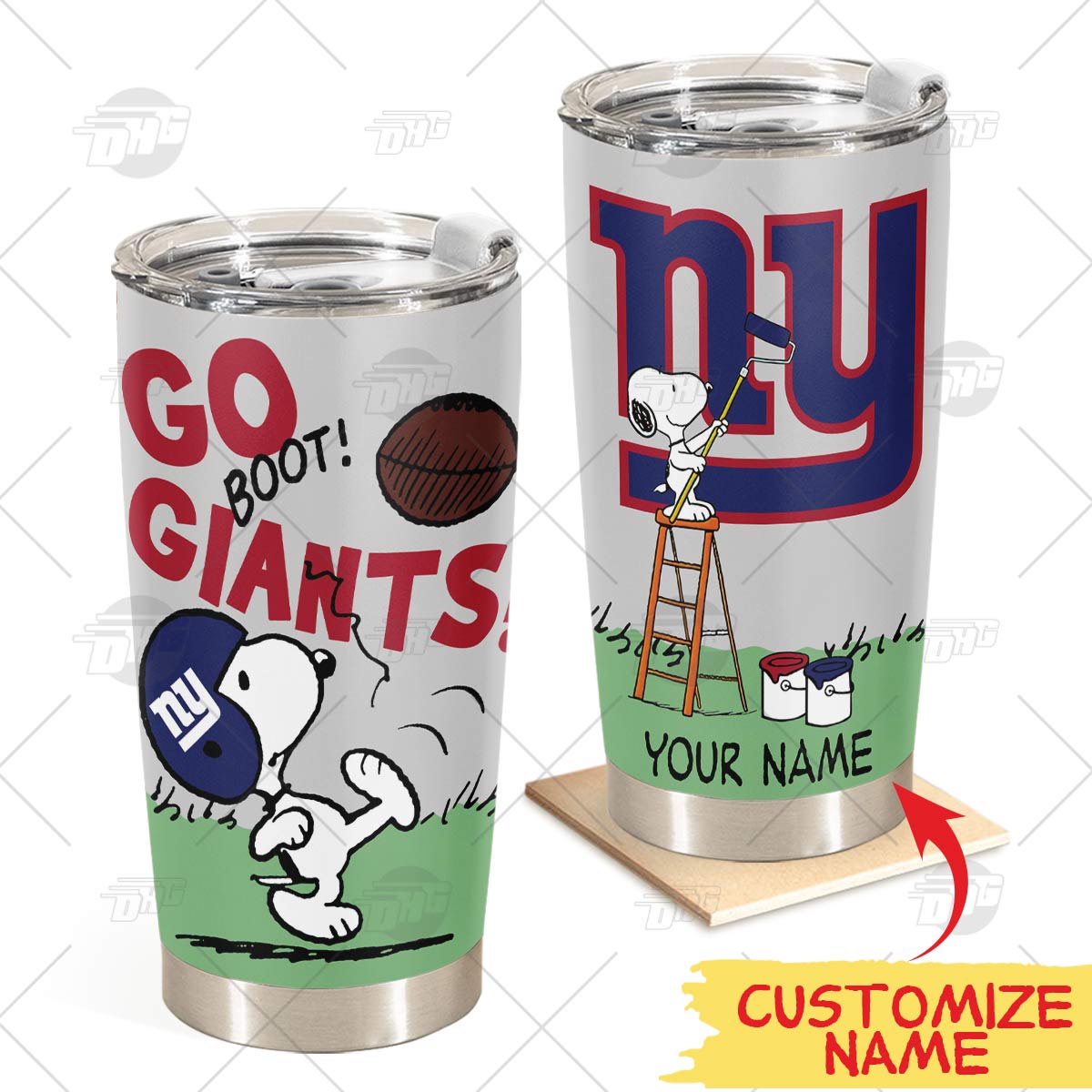 Personalize New York Giants Tumbler Snoopy Stainless Steel Tumbler 20Oz 30Oz Best Gift