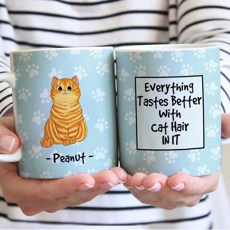 Things Get Better With Cat Hair Gift For Cat Mom Personalized Mug