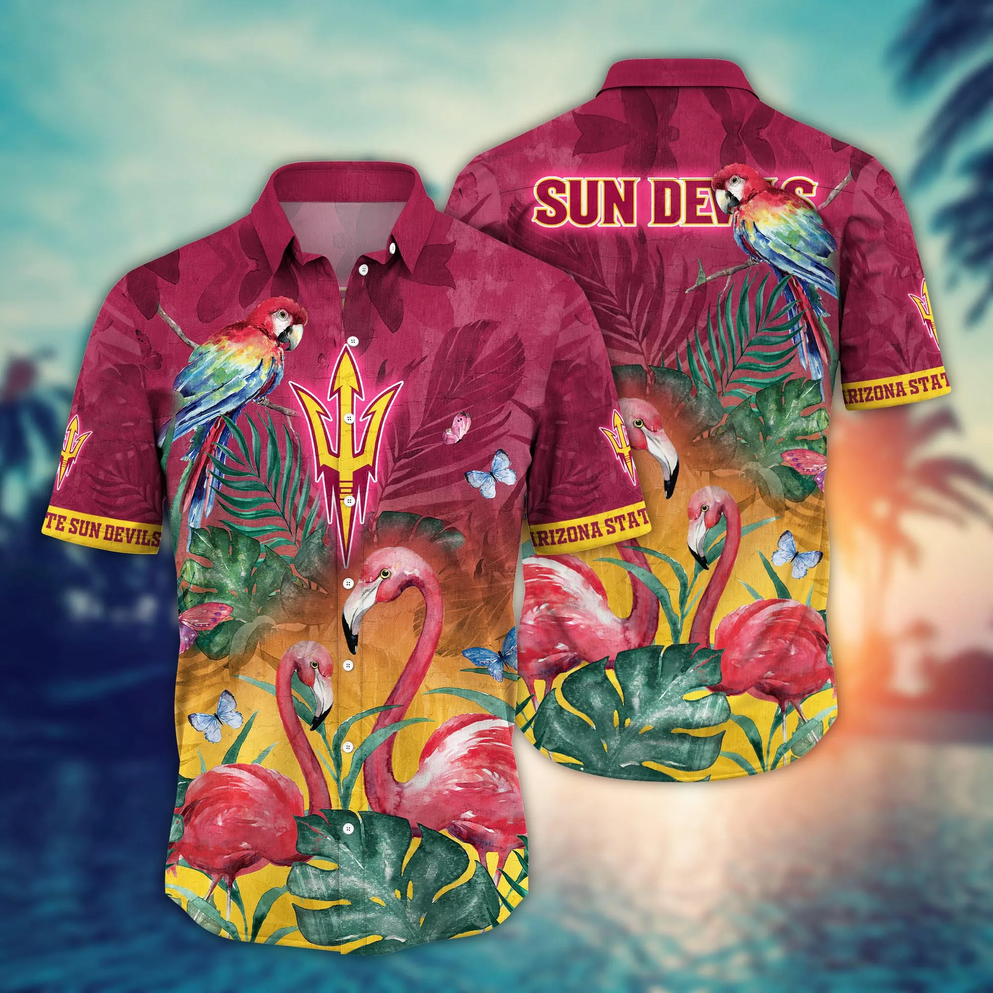 Arizona State Sun Devils NCCA Hawaiian Shirt Lush Greenery Exhibition Match Shirts