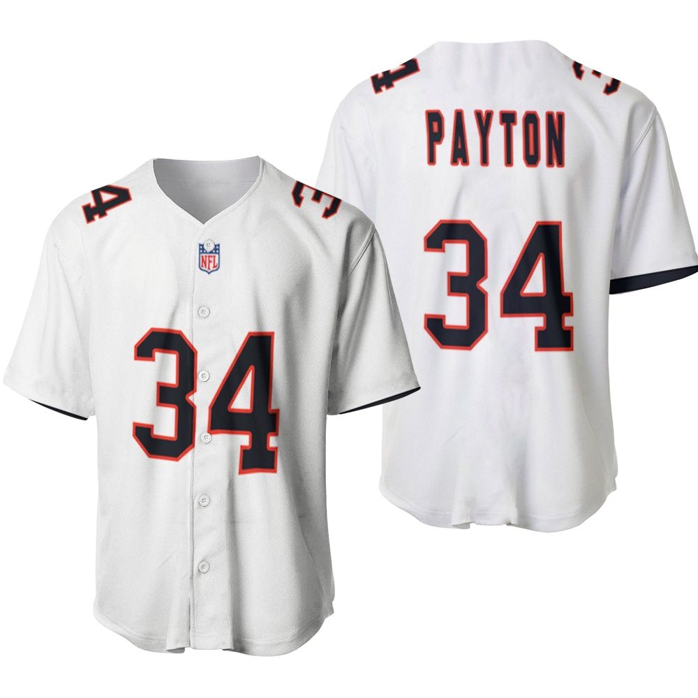 Chicago Bears Walter Payton #34 Great Player NFL American Football Team Custom Game White 3D Designed Allover Gift For Bears Fans Baseball Jersey