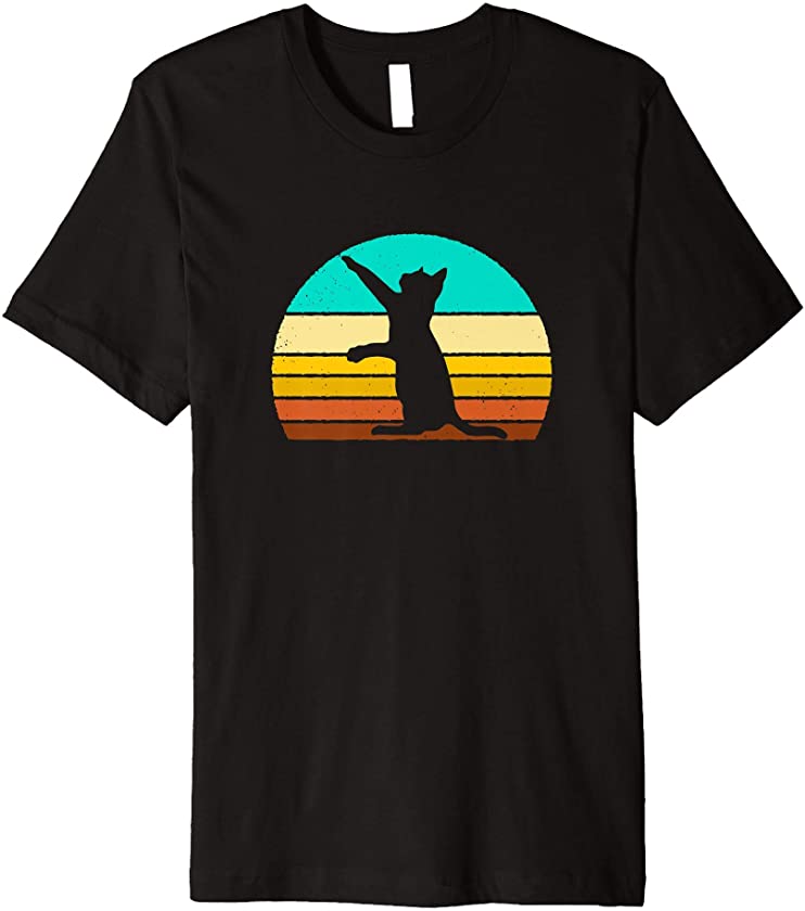 Vintage Sunset Cat Silhouette Funny Kitten Love Gift Premium T-Shirt