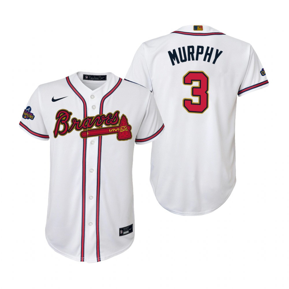 Youth Dale Murphy 3 Jersey, Atlanta Braves White 2022-23 Gold Program Jersey