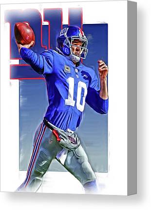 Eli Manning New York Giants Oil Art 2 Joe Hamilton Canvas Print