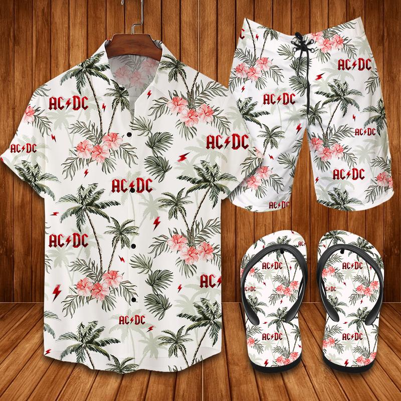 Ac Dc-Flip Flops And Combo Hawaii Shirt, Shorts-Vu01528-Vu01530