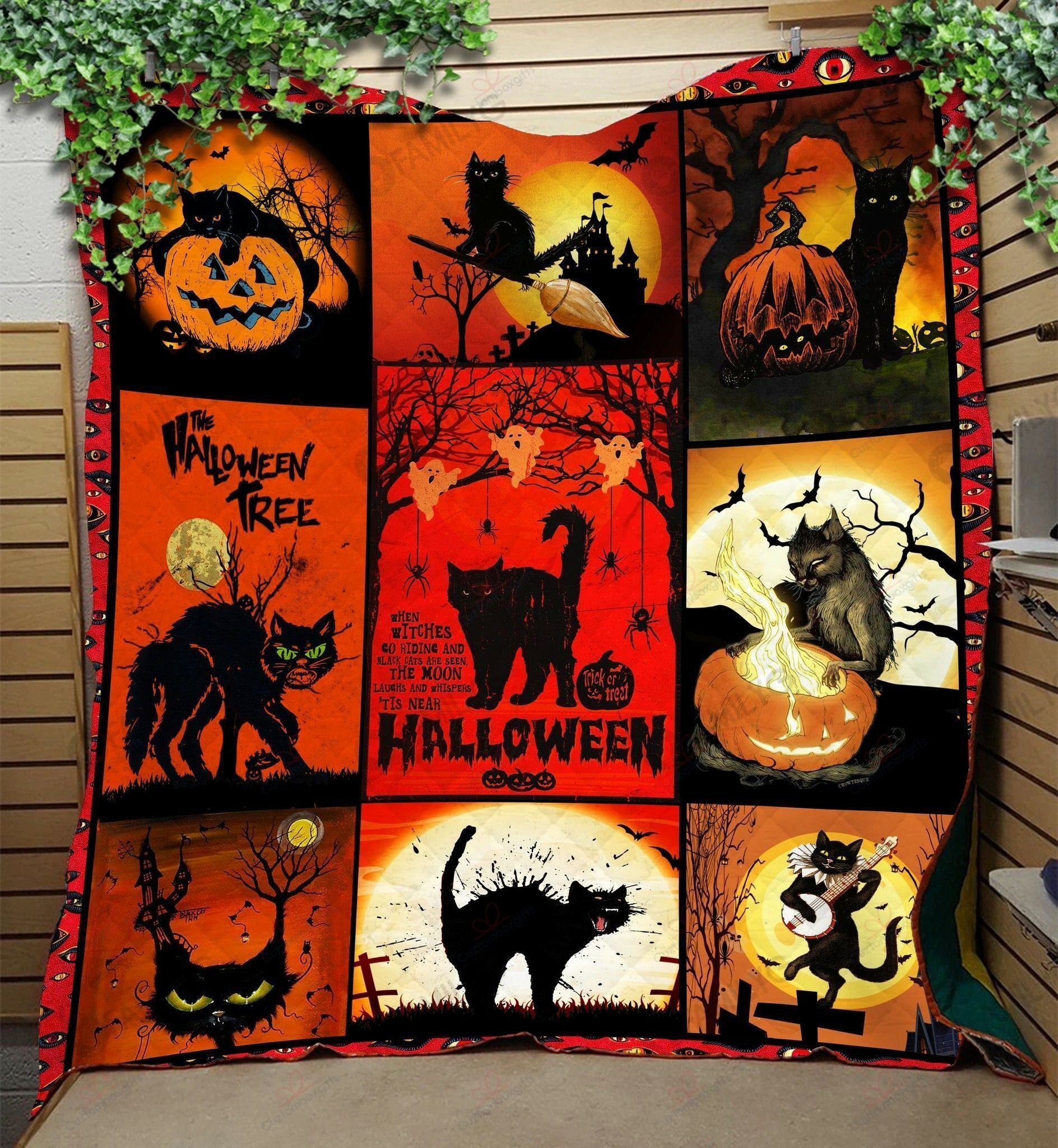 A Little Black Cat Goes With Everything Halloween Kl2409003Cl Quilt Blanket