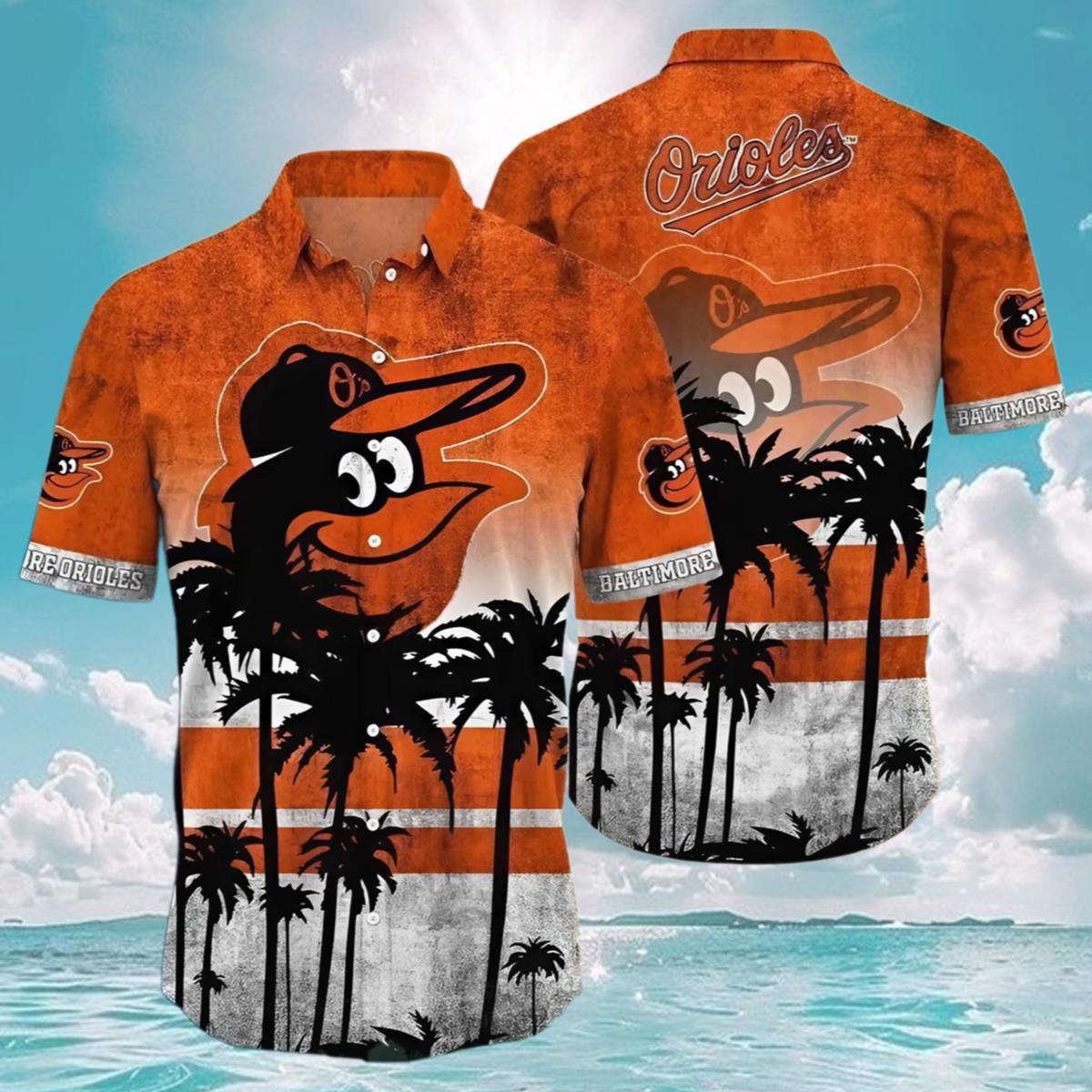 Hawaiian Shirt Night Orioles Tropical Coconut Tree Design