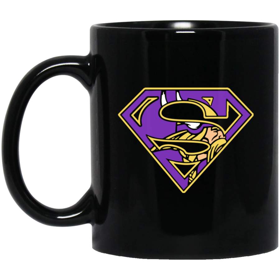 Minnesota Vikings Superman Logo Mug 11 oz 15 oz Black Mug