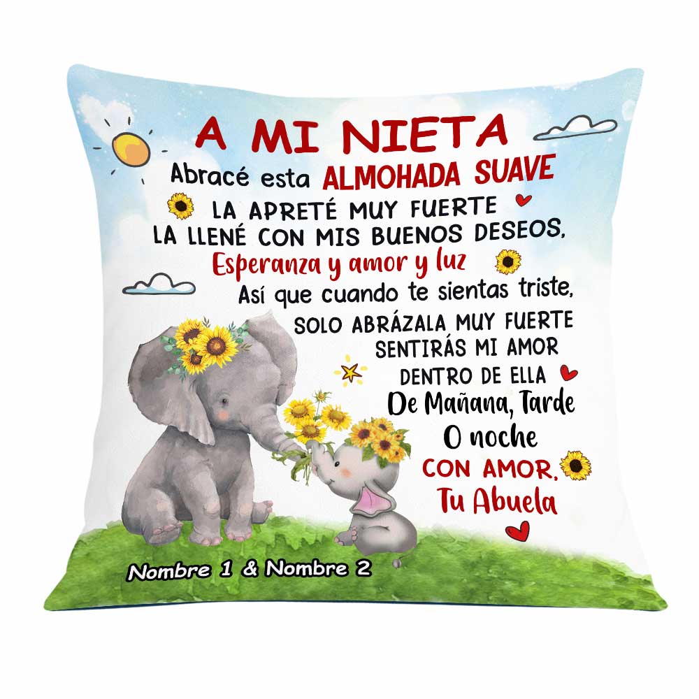 Personalized Elephant Mom Grandma To Daughter Granddaughter Son Grandson Spanish Mamá Abuela Hug This Pillow Jr132 95O23