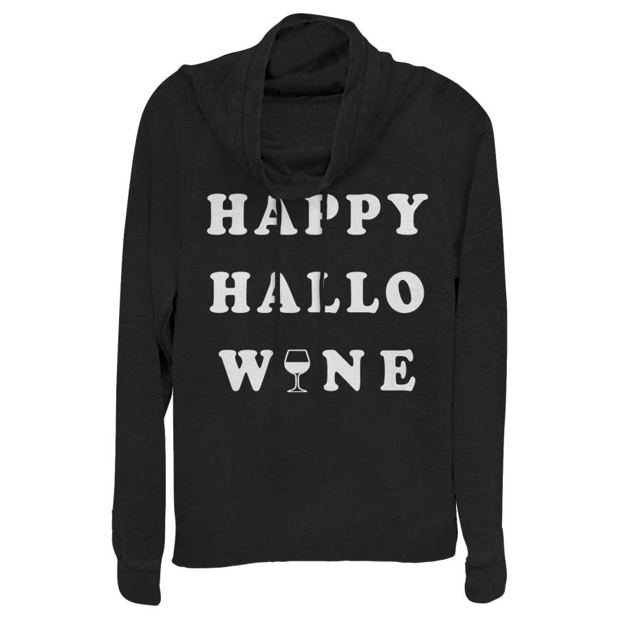 CHIN UP Junior’s Halloween Happy Wine Cowl Neck Sweatshirt