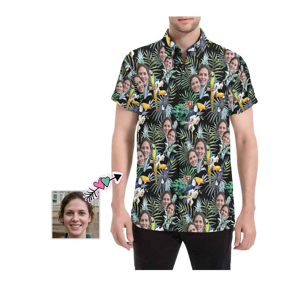 Custom Face Flower Parrot Men’S All Over Print Shirt
