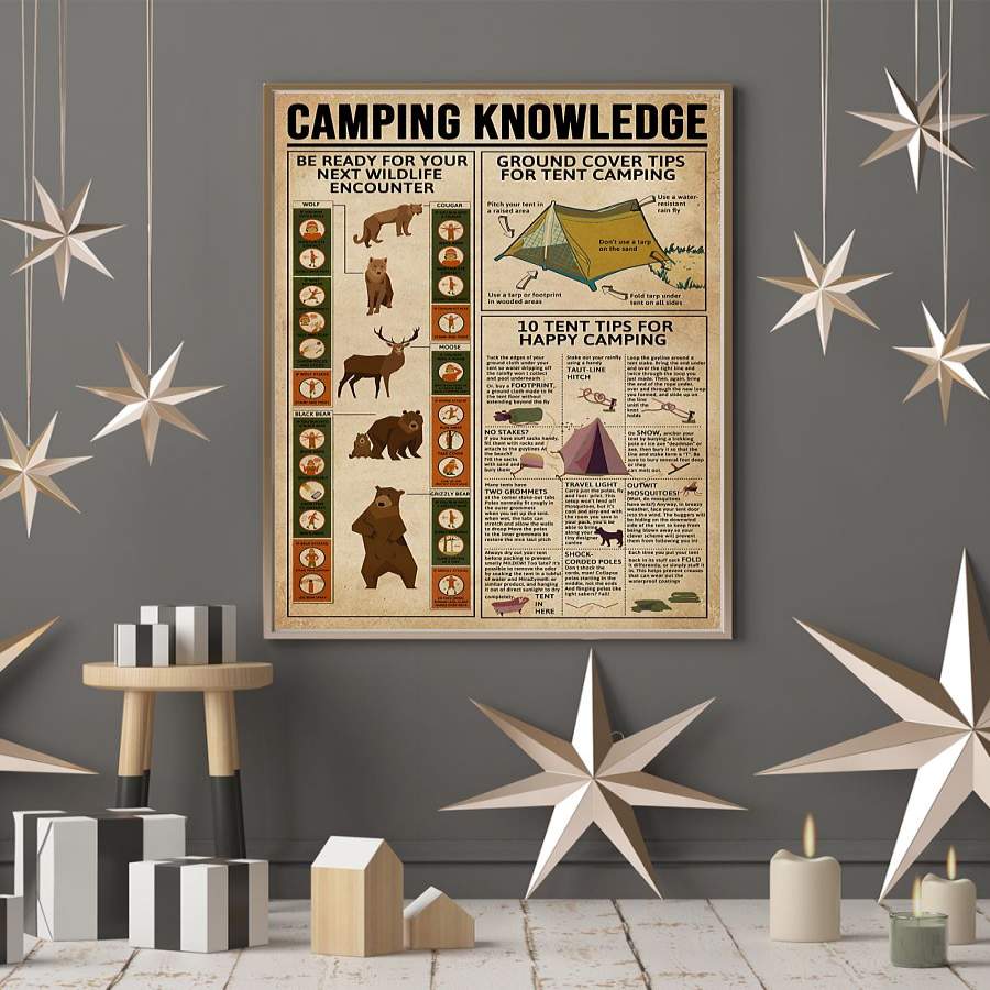 Wozoro Unframed Poster Camping Knowledge Size 11×17, 16×24, 24×36 inch