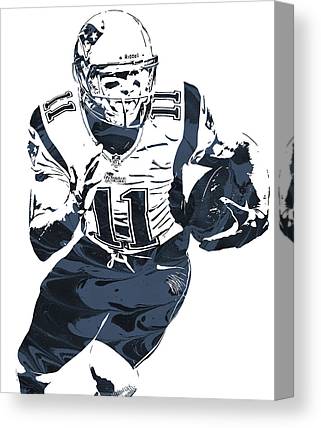 Julian Edelman New England Patriots Pixel Art 13 Joe Hamilton Canvas Print