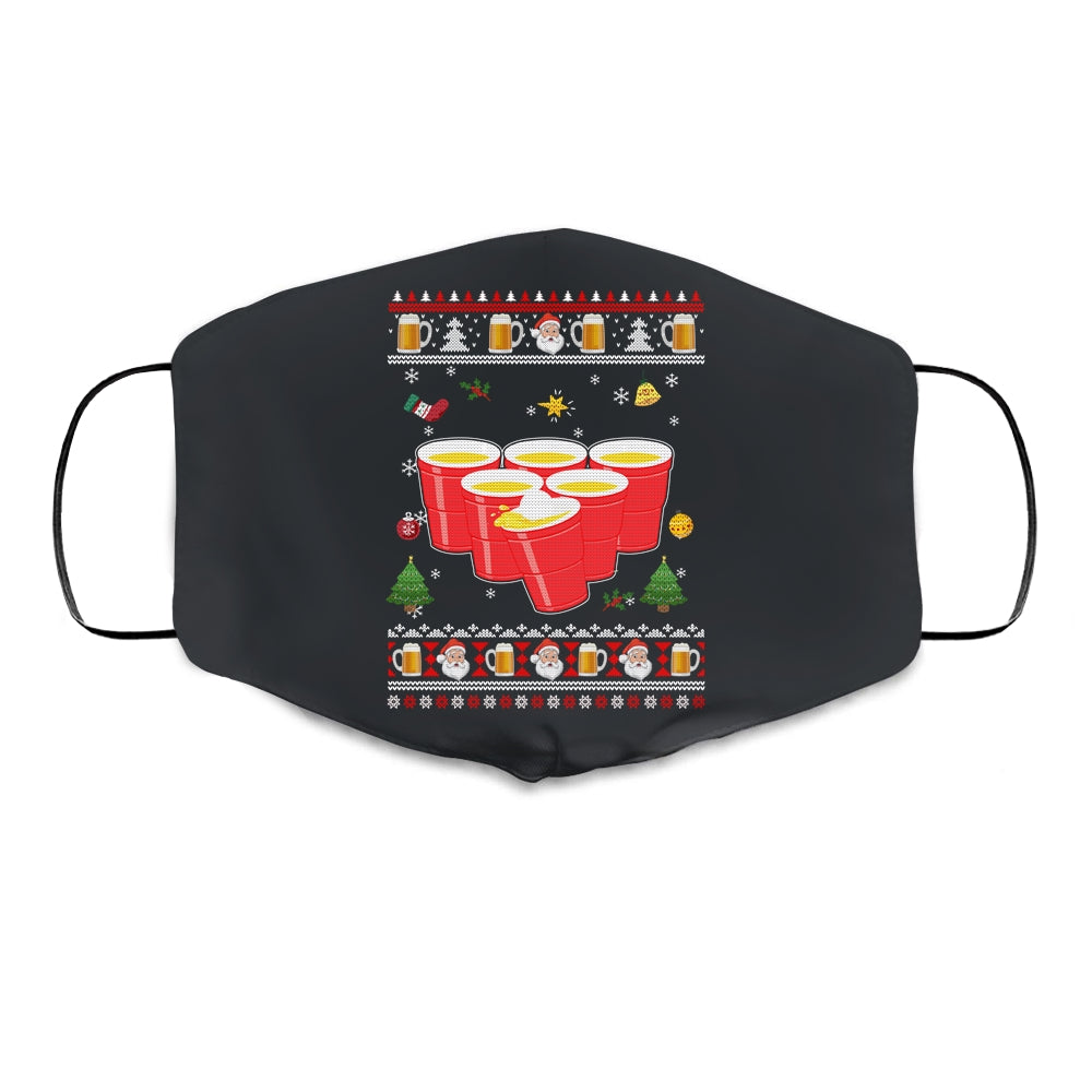 Beer Pong Drinking Game Ugly Christmas Sweater Funny Gift Cloth Face Mask