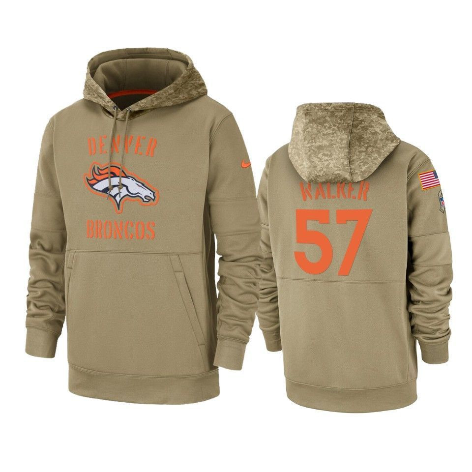 Denver Broncos Demarcus Walker 2019 Salute To Service Tan Sideline Therma Hoodie