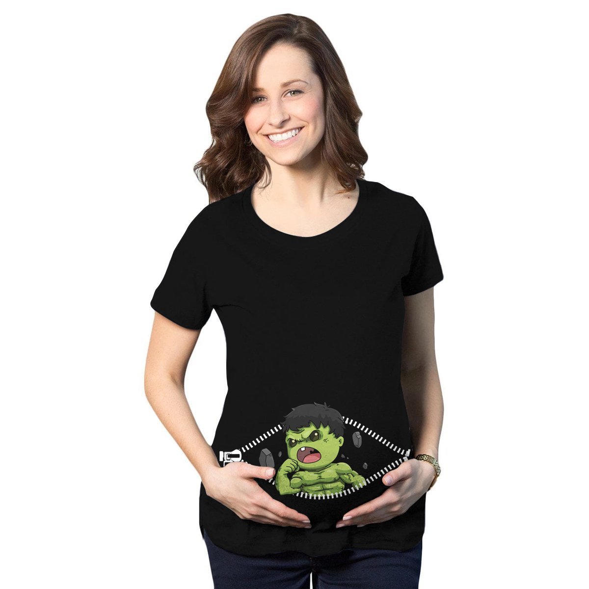 Baby Hulk Peeking Maternity T-Shirt