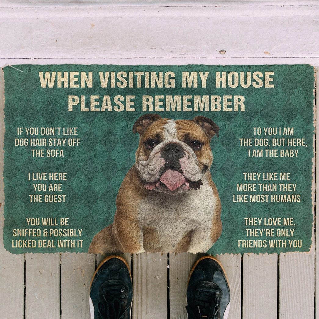 3D Please Remember Bulldog Dog’s House Rules Doormat