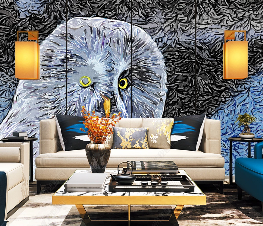 3D Hand Drawn Animal Eagle Oil Painting Wall Mural Wallpaper Lqh 10