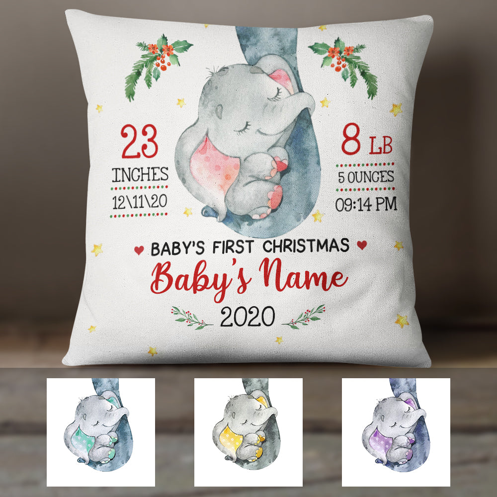 Personalized Elephant Baby First Christmas  Pillow Nb93 67O57 (Insert Included)