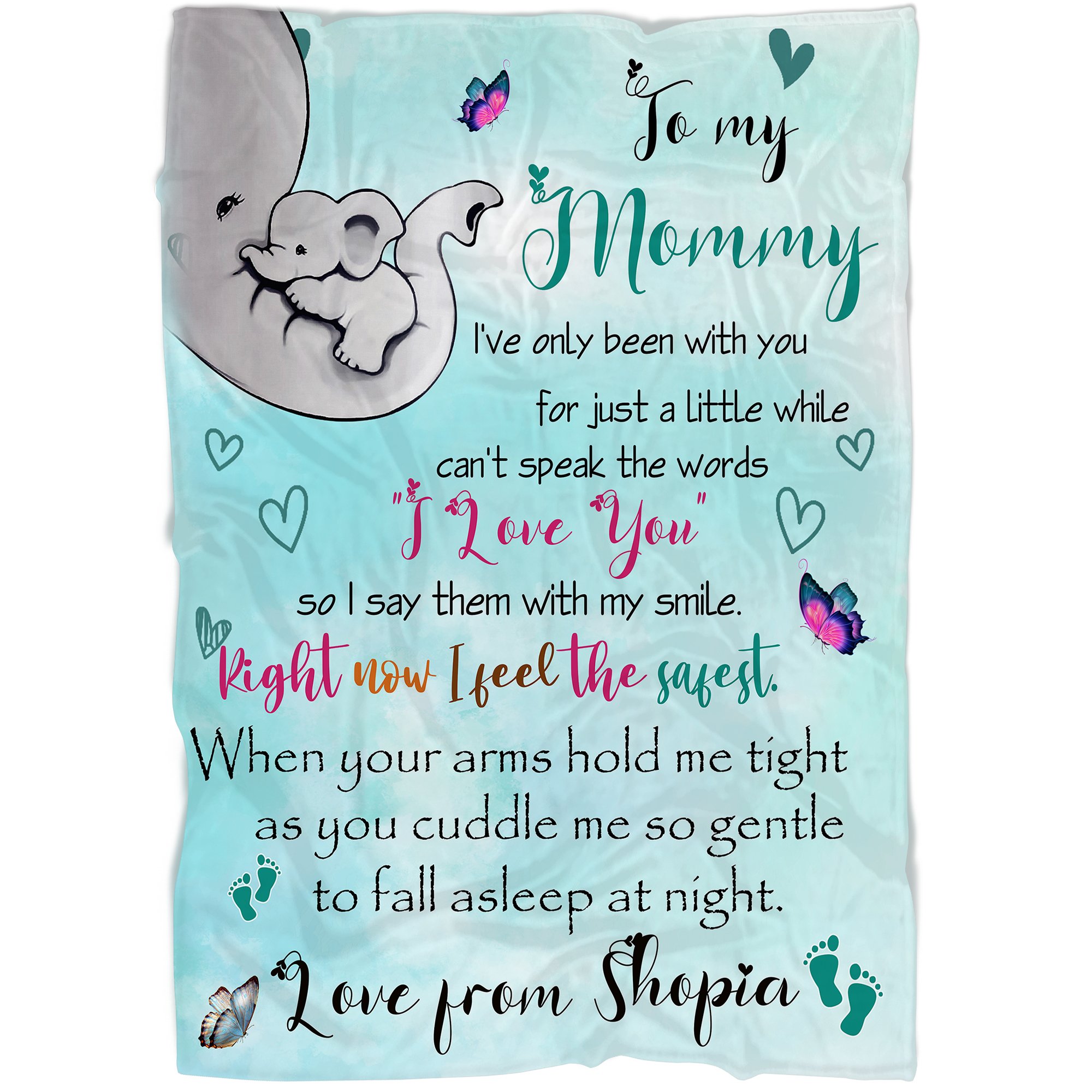 Personalized To My Mom Blanket – Cute Elephant Fleece Blanket for New Mom Mom To Be on 1st Mother’s Day JB79 ChipteeAmz