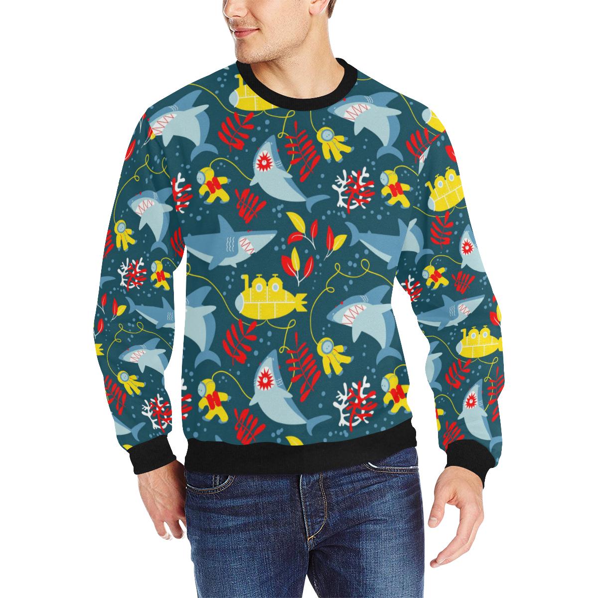 Shark Pattern Men’s Crew Neck Sweatshirt