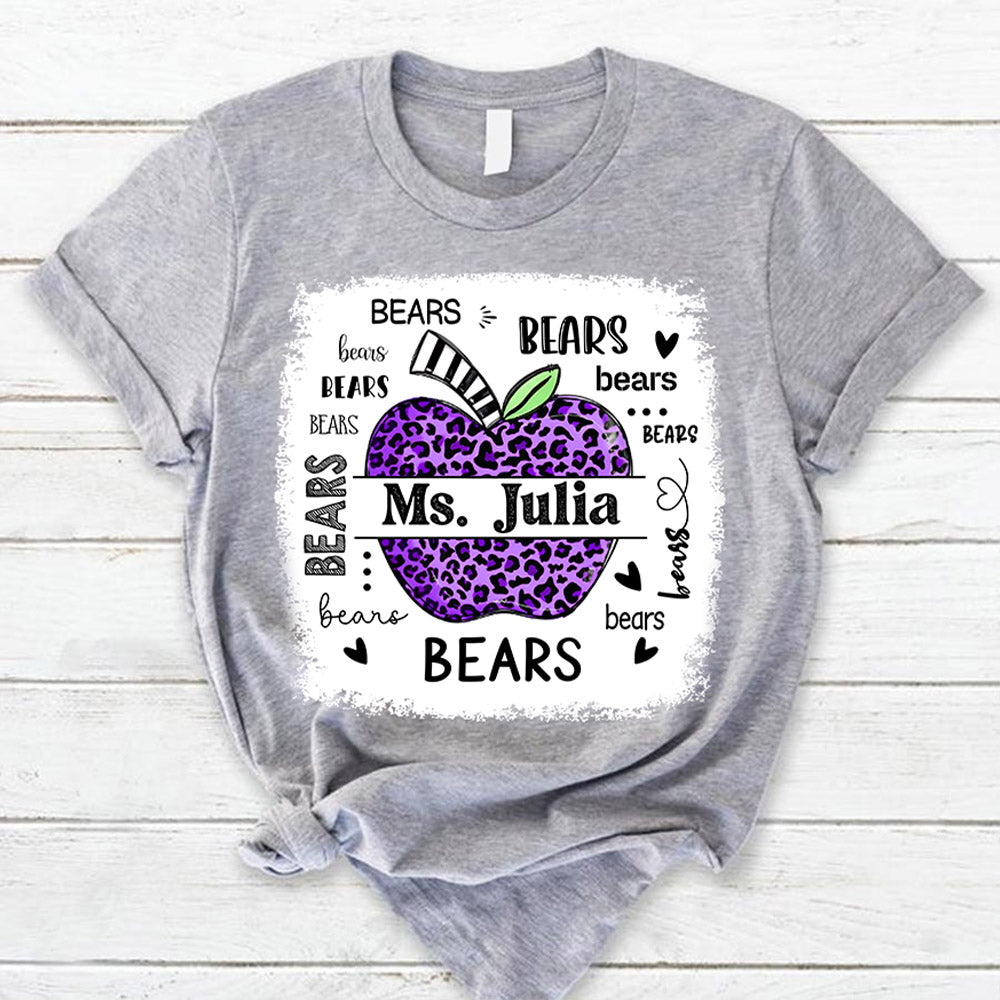 Personalized Bears Leopard Apple Custom Name T-Shirt Teacher Appreciation Gift Vr2 Ph99 Nh00