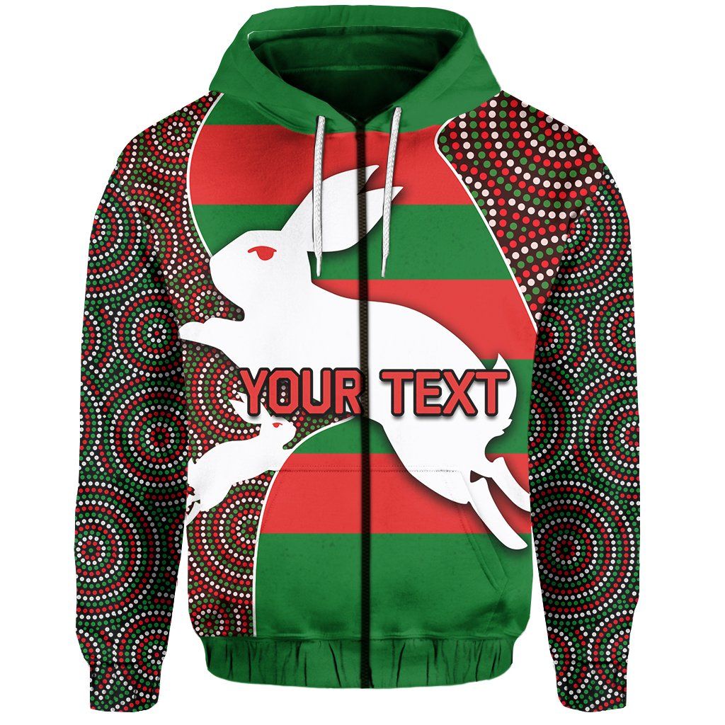 (Custom Personalised) Rabbitohs Zip-Hoodie TH4