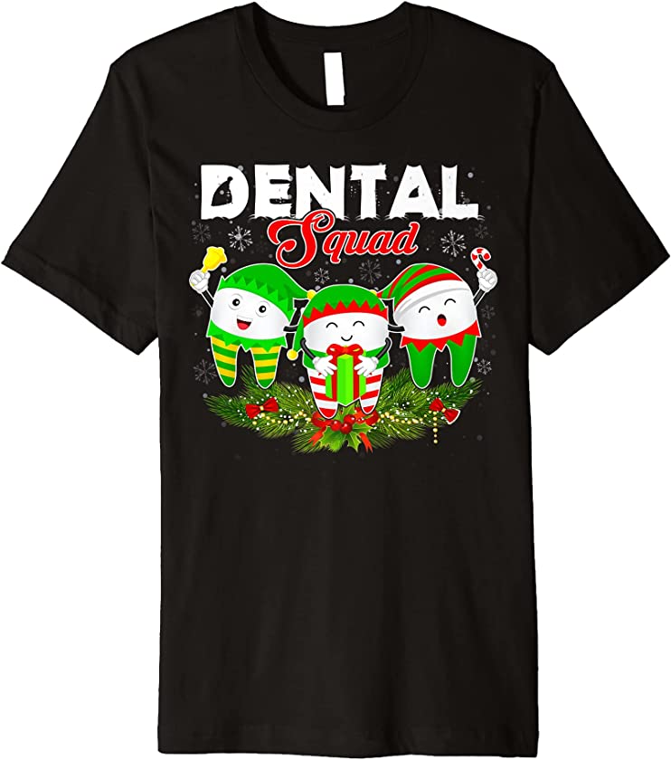 Christmas Dental Squad Teeth Elf Candy Cane Dental Hygienist Premium T-Shirt